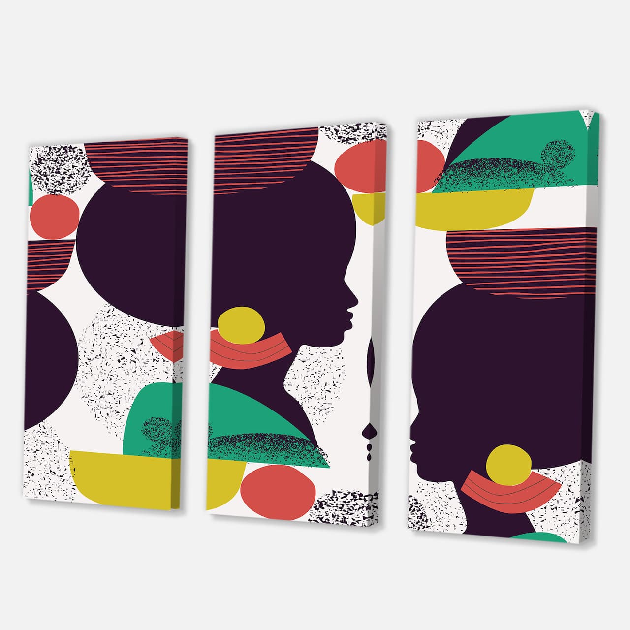 Designart - Ethnic Geometric Silhouette of African American III - Modern Canvas Wall Art Print